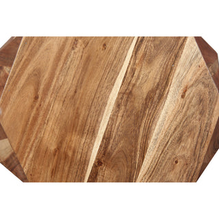 Bon 22" End Table Solid Acacia Wood Octagon Top Natural Brown Finish