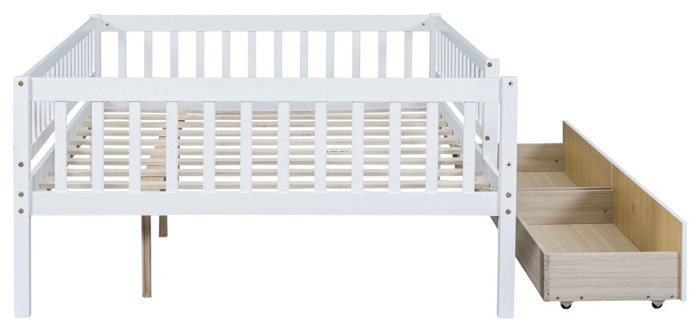 Gewnee Wood Full Size Daybed  with Two Drawers in White