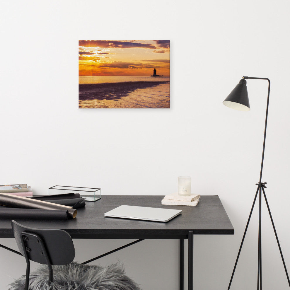 Cape Henlopen Sunset Coastal Landscape Photo Canvas Wall Art Print, 18" X 24"