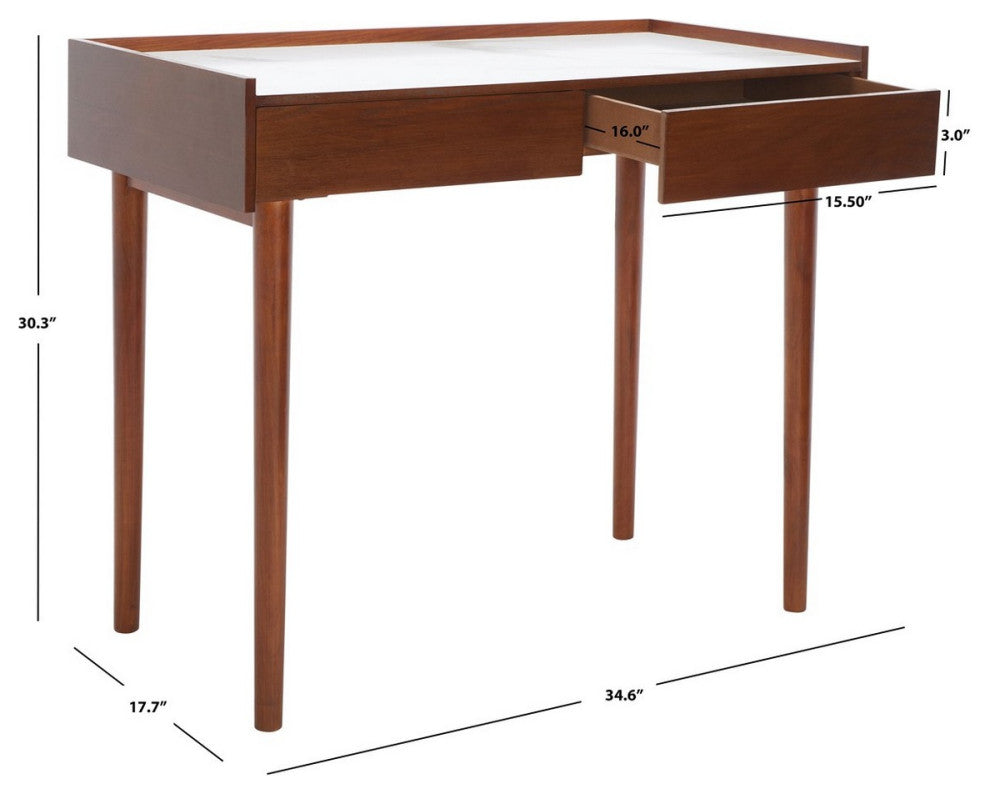 Safavieh Henley 2 Drawer Desk, White Marble