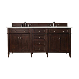 Brittany 72" Double Vanity, Burnished Mahogany, Lime Delight Quartz