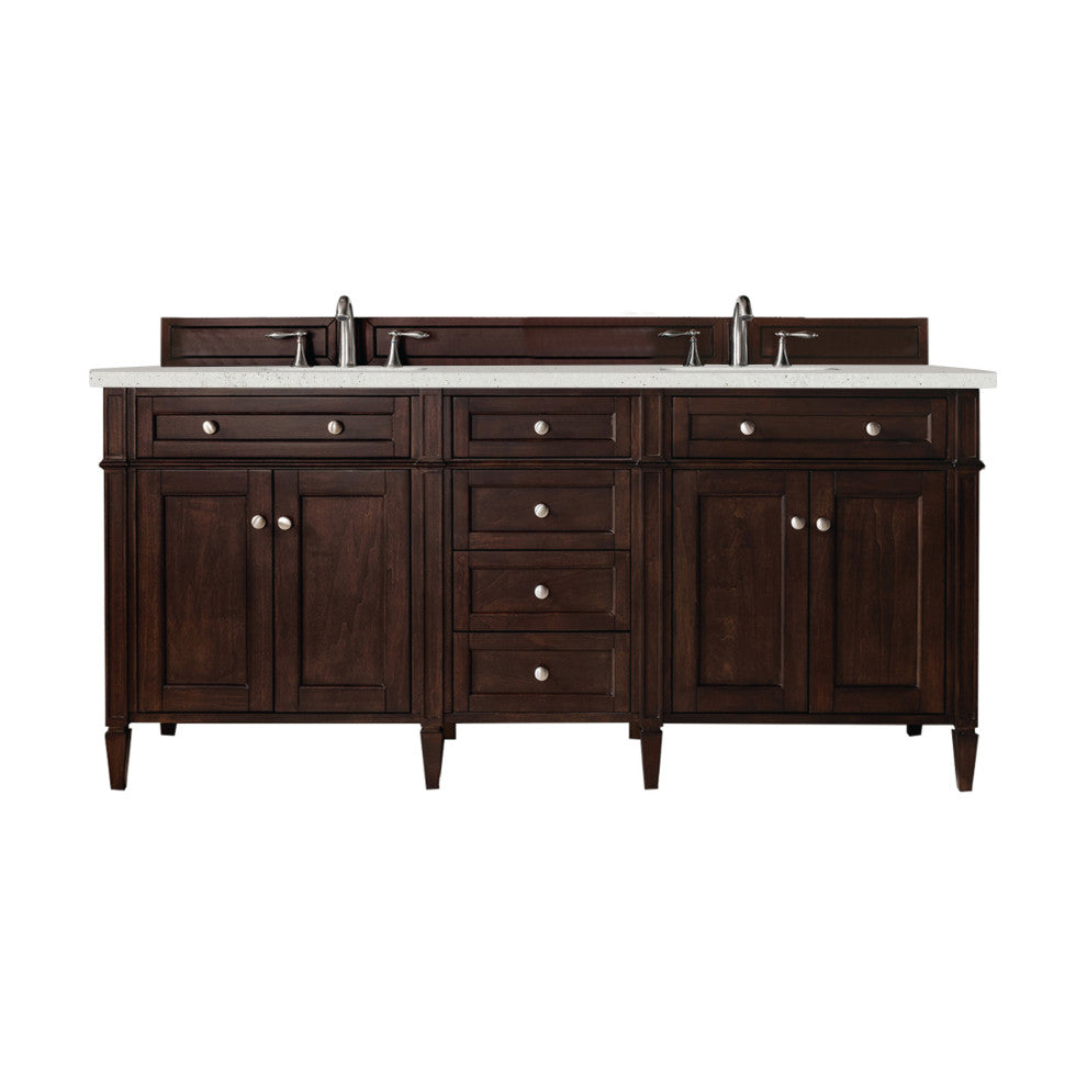 Brittany 72" Double Vanity, Burnished Mahogany, Lime Delight Quartz
