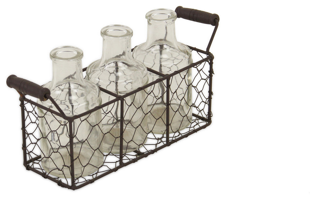 3-Glass Jar Wire Basket