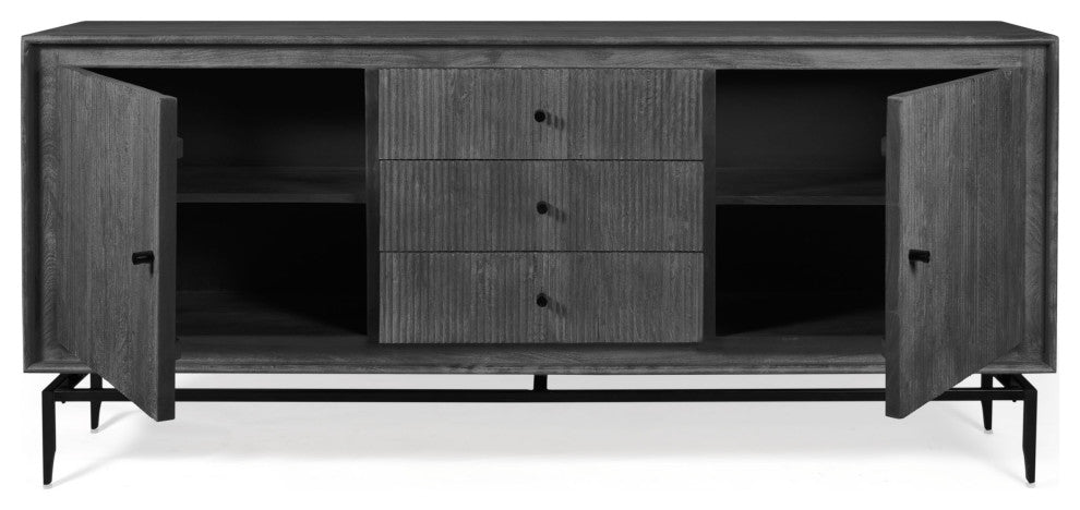 Camilo 69" Wide 3 Door Wood Sideboard, Black