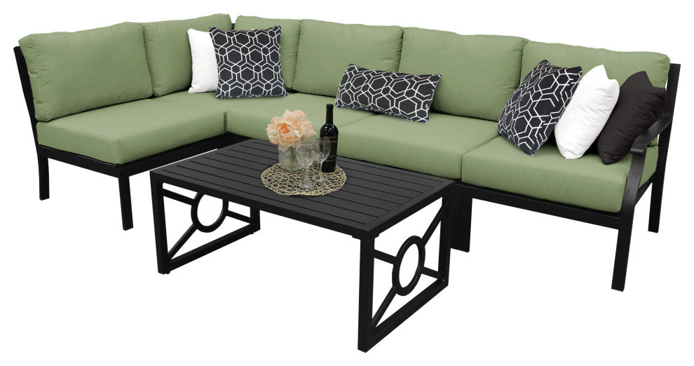 kathy ireland Madison Ave. 6 Piece Aluminum Patio Furniture Set 06q, Forest