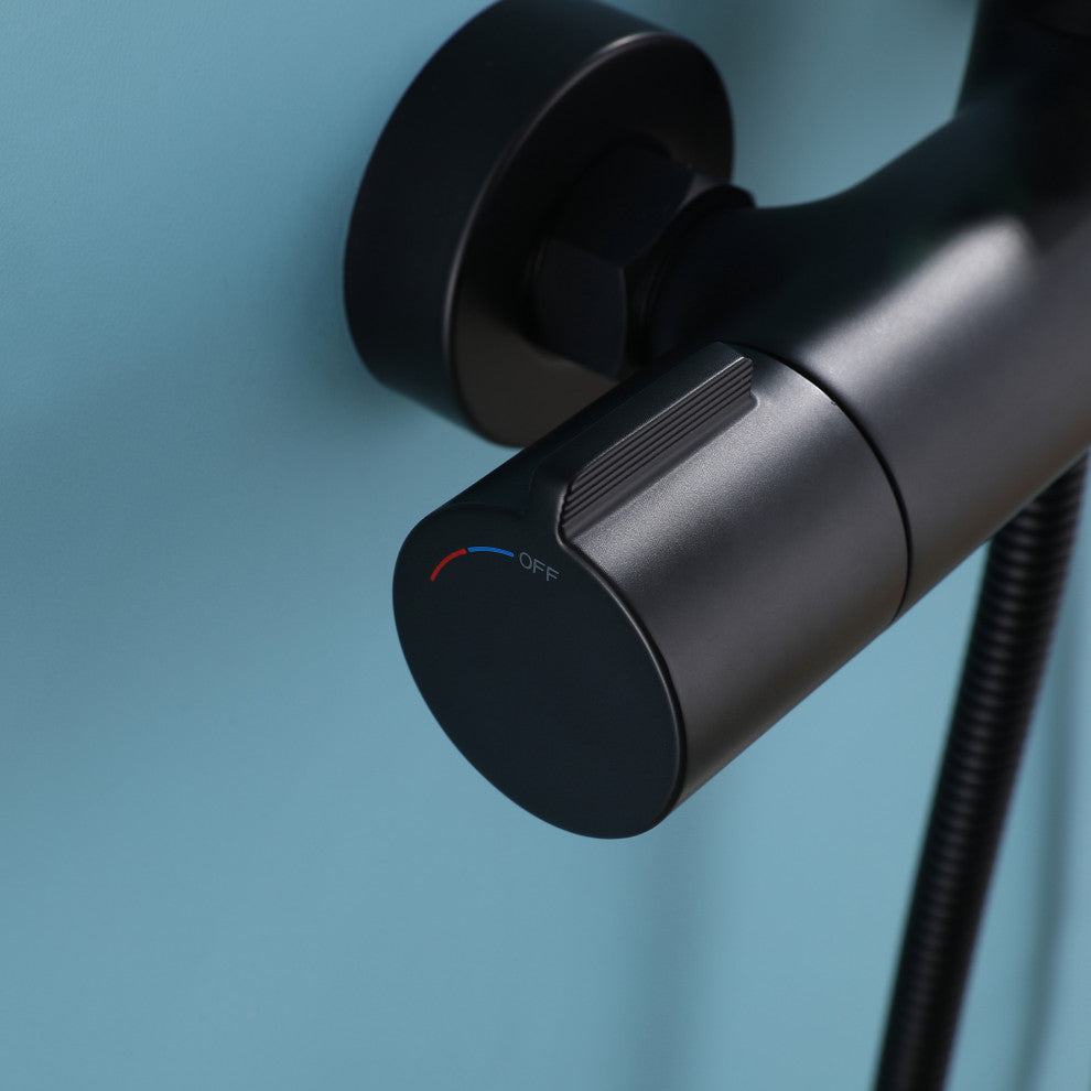 Exposed Shower System with Handheld Shower & Bathtub Spout, Matte Black