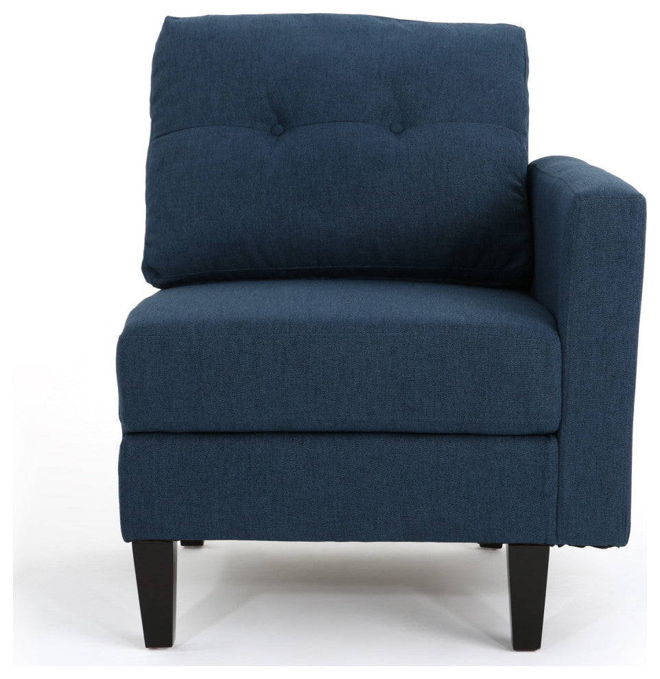 GDF Studio 5-Piece Niya Mid Century Modern Fabric Sectional Sofa, Navy Blue