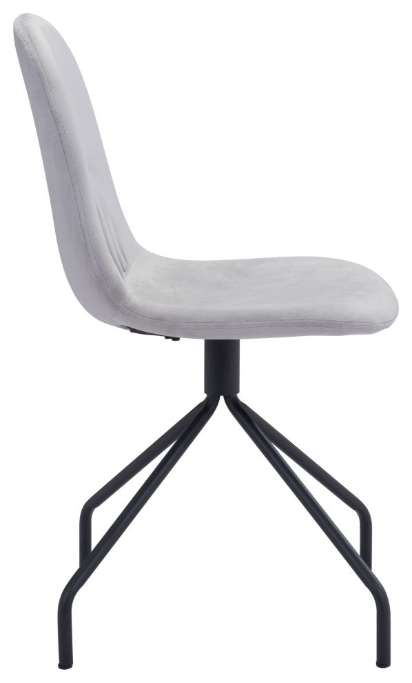 Set of 2 Wide Back Light Gray Velvet Dining or Side Chairs