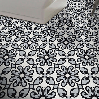 Agadir Handmade Cement Tile, Black/White/Gray, Sample
