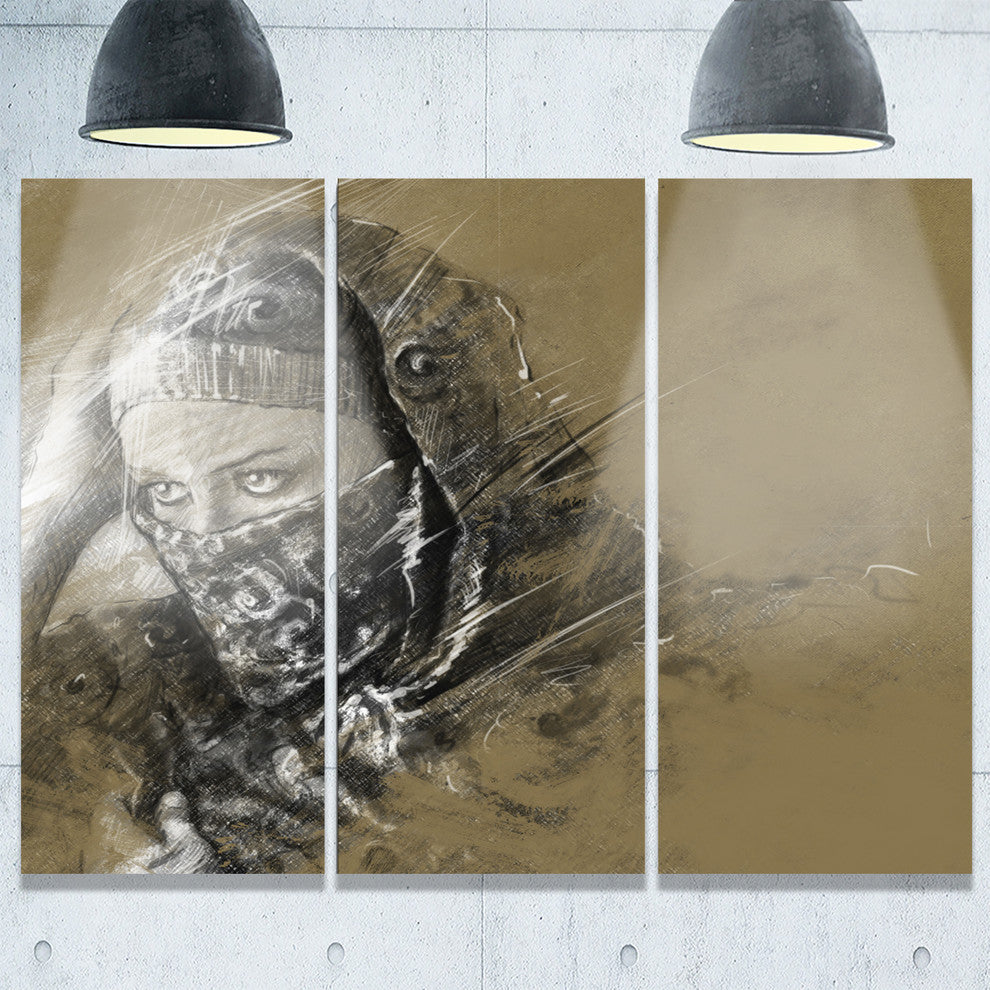 "Exotic Arabic Woman" Digital Metal Wall Art, 3 Panels, 36"x28"
