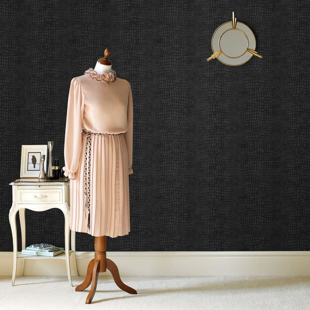 Crocodile Black Wallpaper, 20x396