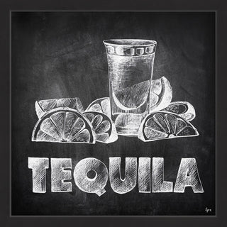 "Tequila on Chalkboard" Framed Painting Print, 12"x12"