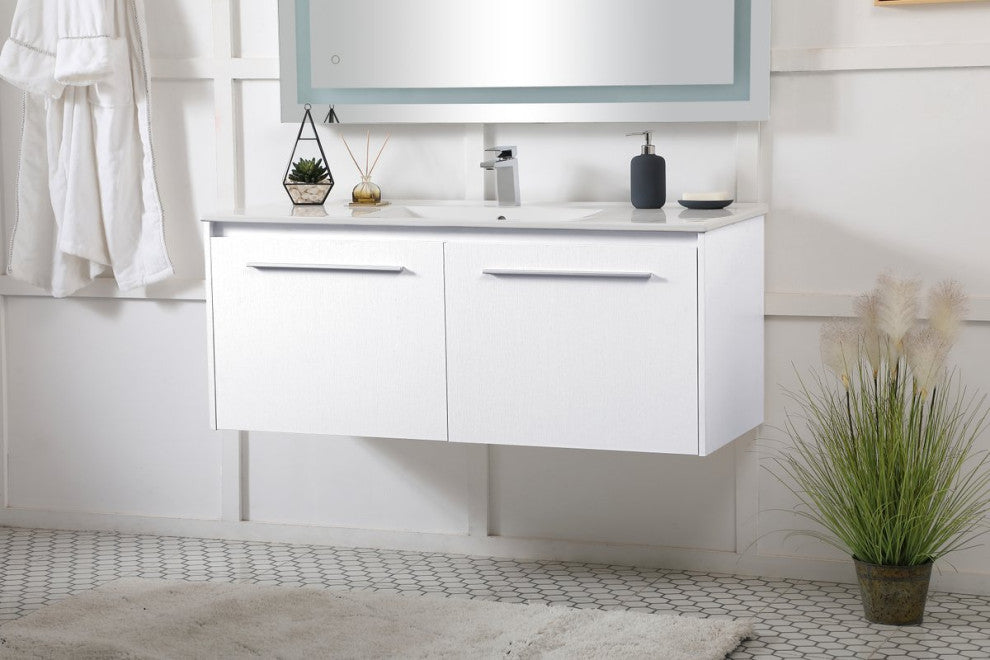 Elegant VF45048WH 48"Single Bathroom Floating Vanity, White