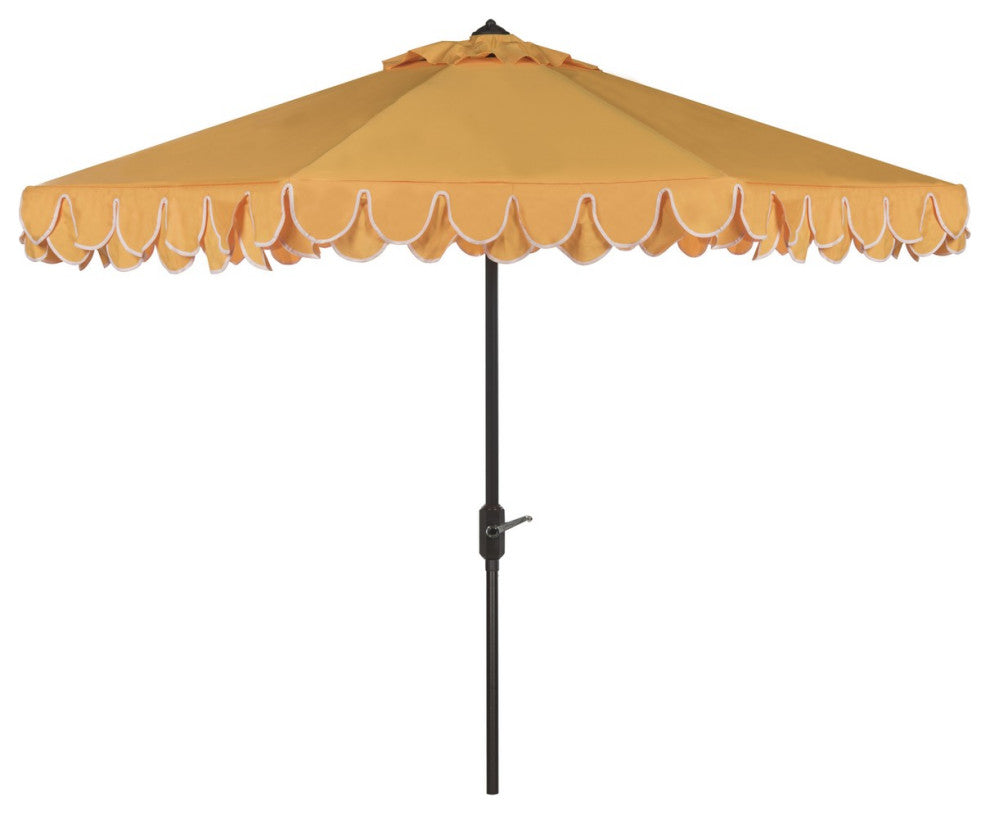 Safavieh Outdoor Elegant Valance 11ft Round Umbrella Yellow
