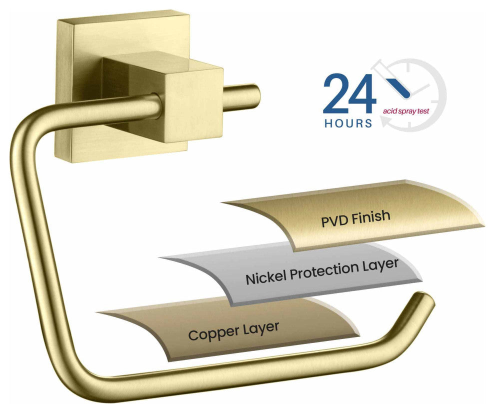 Cube Bathroom Toilet Paper Holder, Brushed Gold