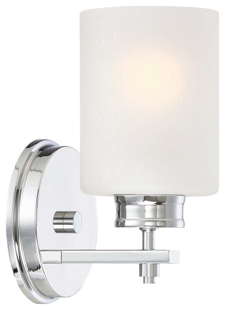 Kira Home Phoebe 8" Wall Sconce/ Light + Frosted Seeded Glass Shade, Chrome