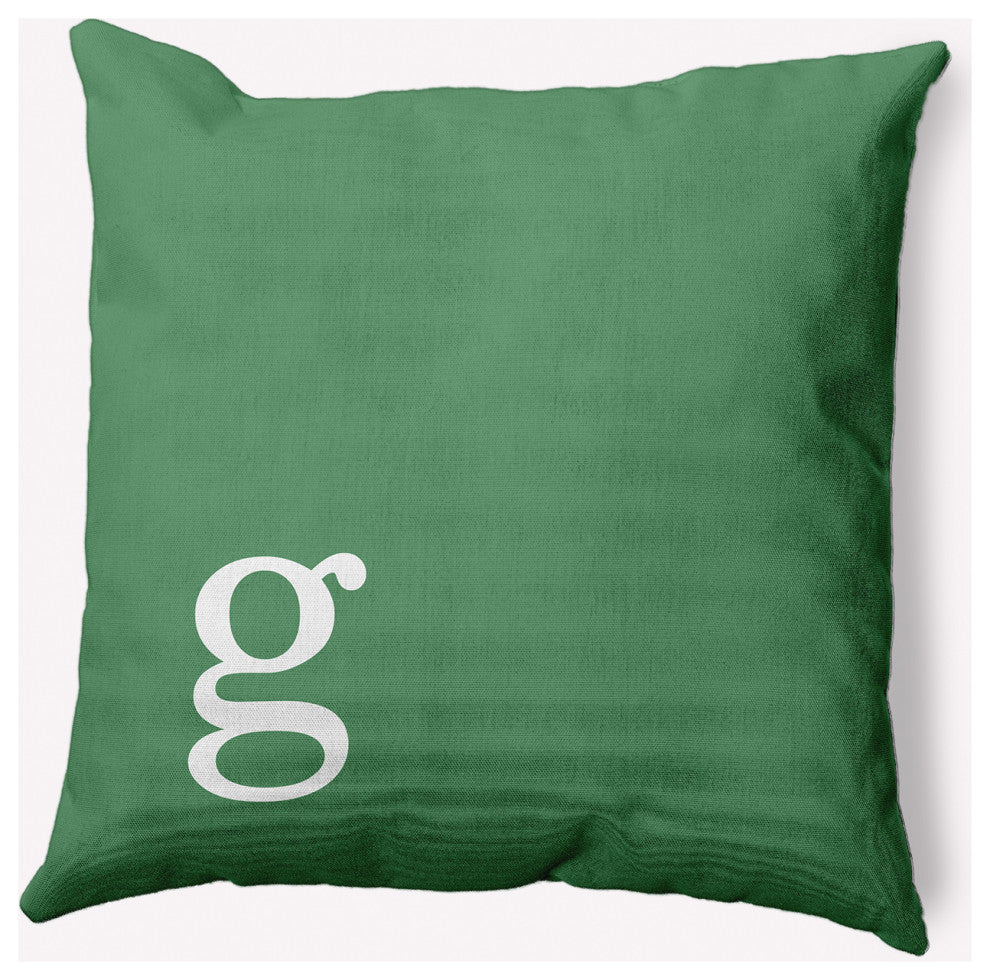 20" x 20" Modern Monogram Indoor/Outdoor Polyester Throw Pillow, Sage