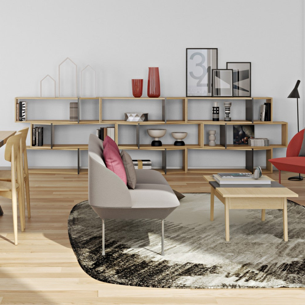 Blanston Modern Modular Stackable Display Shelves, Oak/ White