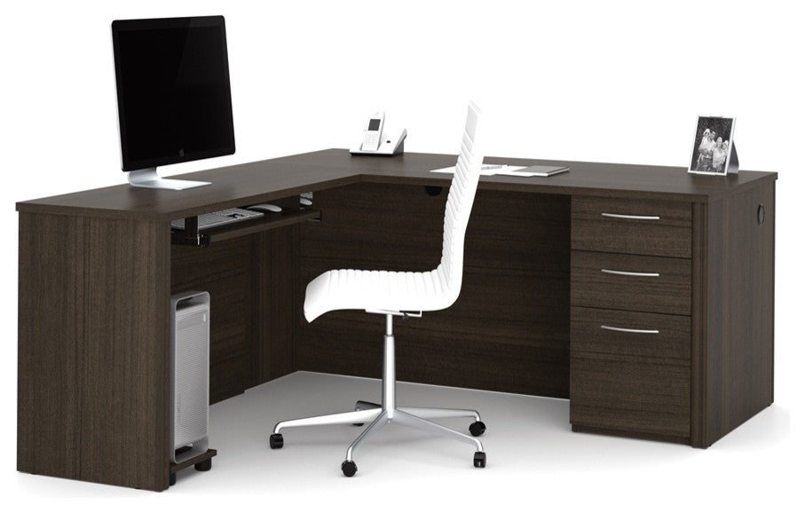 Embassy 66" L-Shaped Desk, Dark Chocolate