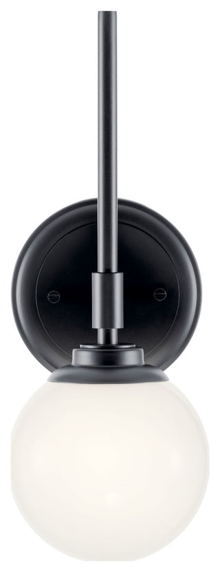 Benno 13.75" 1 Light Wall Sconce With Opal Glass, Black