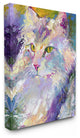 Brightly Colored Rainbow Purple Painted Cat Portrait Stretched Canvas, 24"x30"