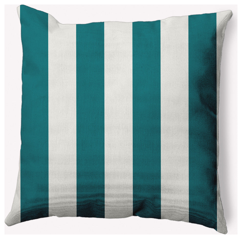 18x18" Graduated Stripe Nautical Decorative Indoor Pillow, Ocean Teal