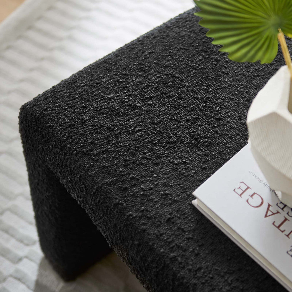 Simba Boucle Fabric Waterfall Stool - Black