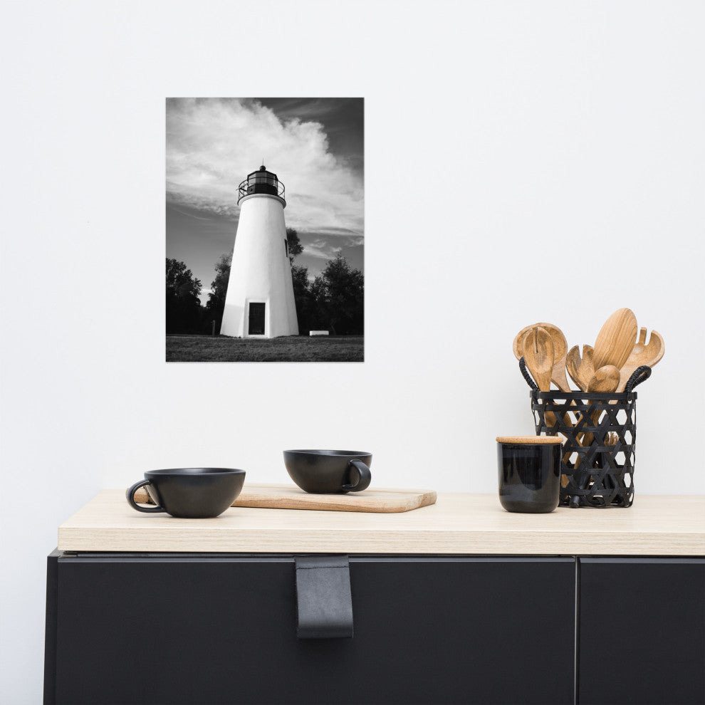 Touch the Sky Landscape Photo, Lighthouse Unframed Wall Art Print, 12" X 16"