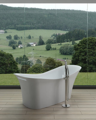 ADM Slippered Freestanding Bathtub, Glossy White, 74.4"