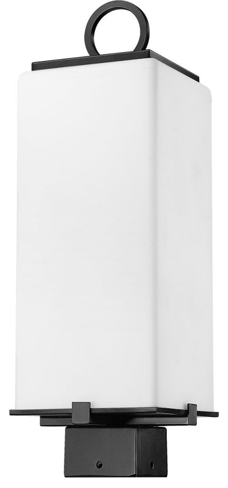 Zlite 593PHMS-BK 2-Light Outdoor Post Mount Fixture, White Opal