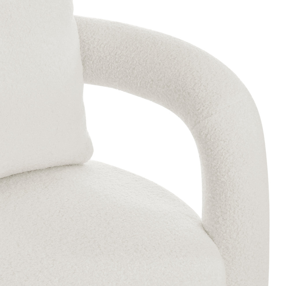 Maisie Faux Shearling Accent Arm Chair, Wilmont White