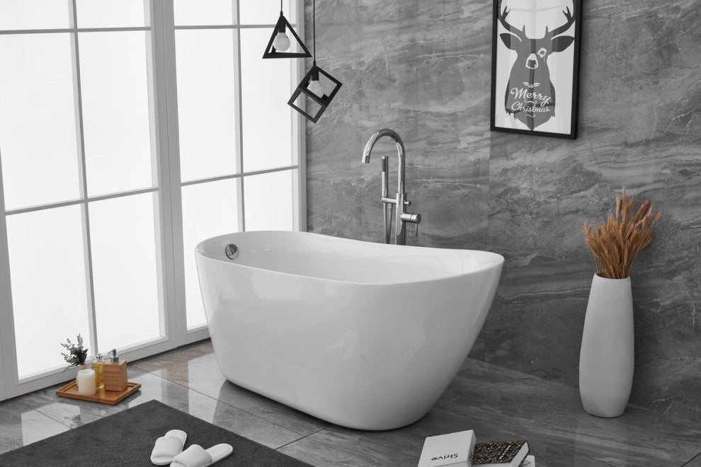 Chanel 59" Soaking Single Slipper Bathtub, Glossy White