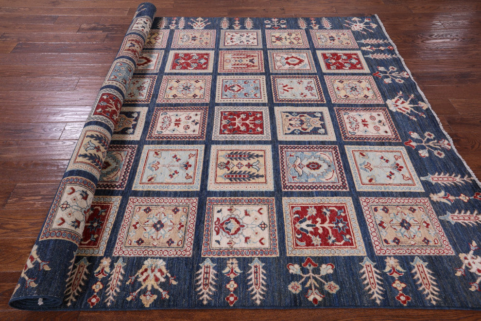 6' 7" X 9' 7" Persian Garden Design Handmade Wool Rug - Q12821