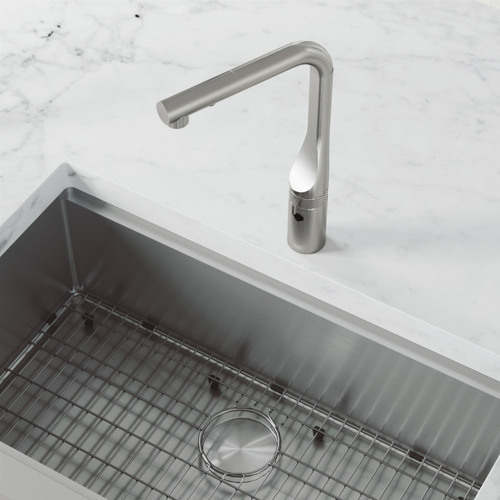 VIGO Jewel 15" H Touchless Pull-Out Sprayer Kitchen Faucet, Stainless Steel