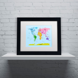 'World Map for Kids' Matted Framed Canvas Art by Michael Tompsett
