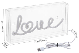 Love 11.88" X 5.88" Acrylic Box USB Operated LED Neon Light, Red
