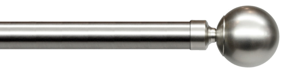 Linen Avenue Ball Single Curtain Rod Set,48 to 86-Inch,Brushed Nickel