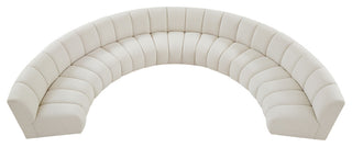 Infinity Black Boucle Fabric Upholstered Arc Shaped Modular Sectional, Cream, 7-Piece, Arc-Shaped