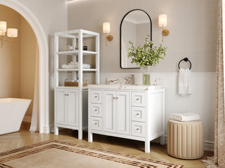 Nashville 42" Single Sink Bath Vanity, White 2" Carrara Quartz