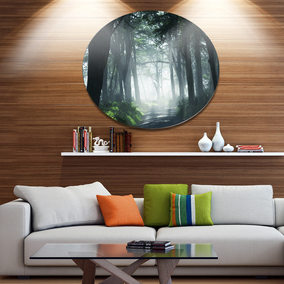 Dense Rain Forest At Sunrise, Landscape Round Wall Art, 23"