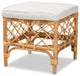 Steele Modern Bohemian Rattan Collection, White/Natural Brown, Ottoman