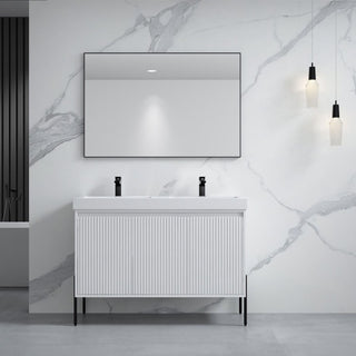 Flutie 48" Bathroom Vanity Set, White, Double Resin White Sink