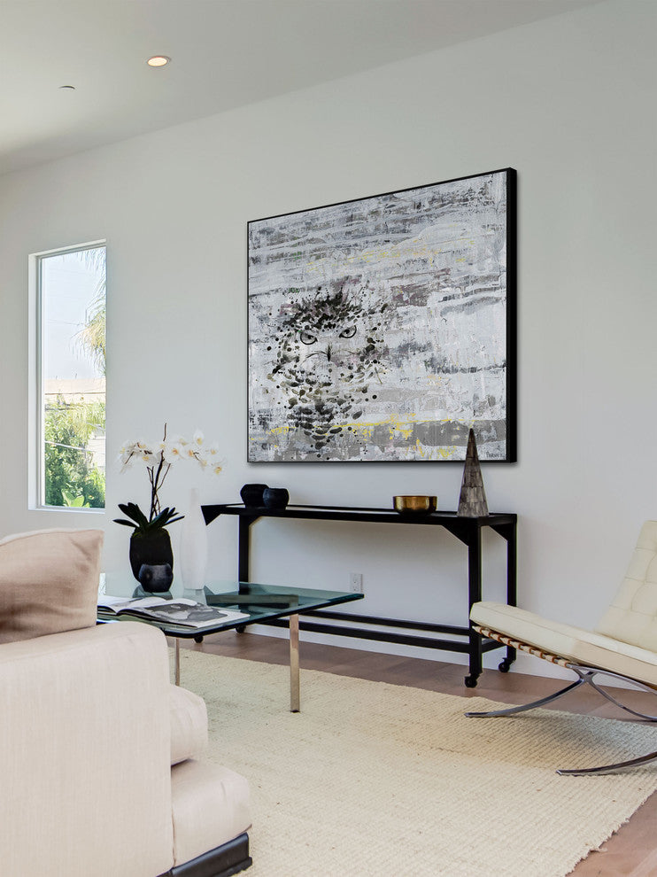 "Angry Owl" Floater Framed Painting Print on Canvas, 12"x12"