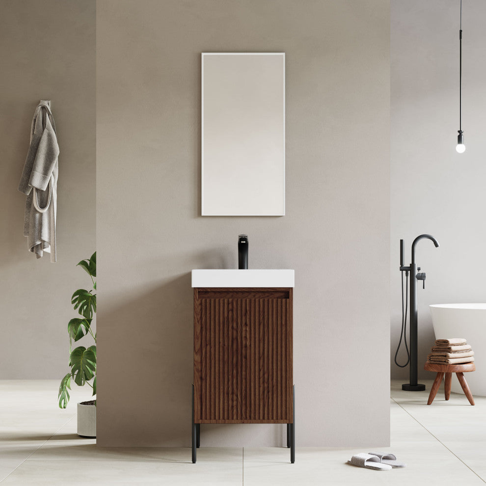 Flutie 18" Bathroom Vanity Set, Walnut
