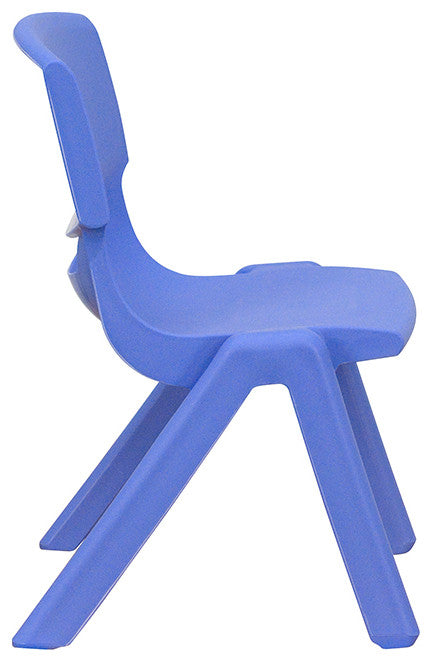4 Pack Plastic Stackable School Chairs with 10.5" Seat Height, Blue