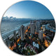 Brisbane Skyscrapers And Sea Aerial View, Disc Metal Wall Art, 23"