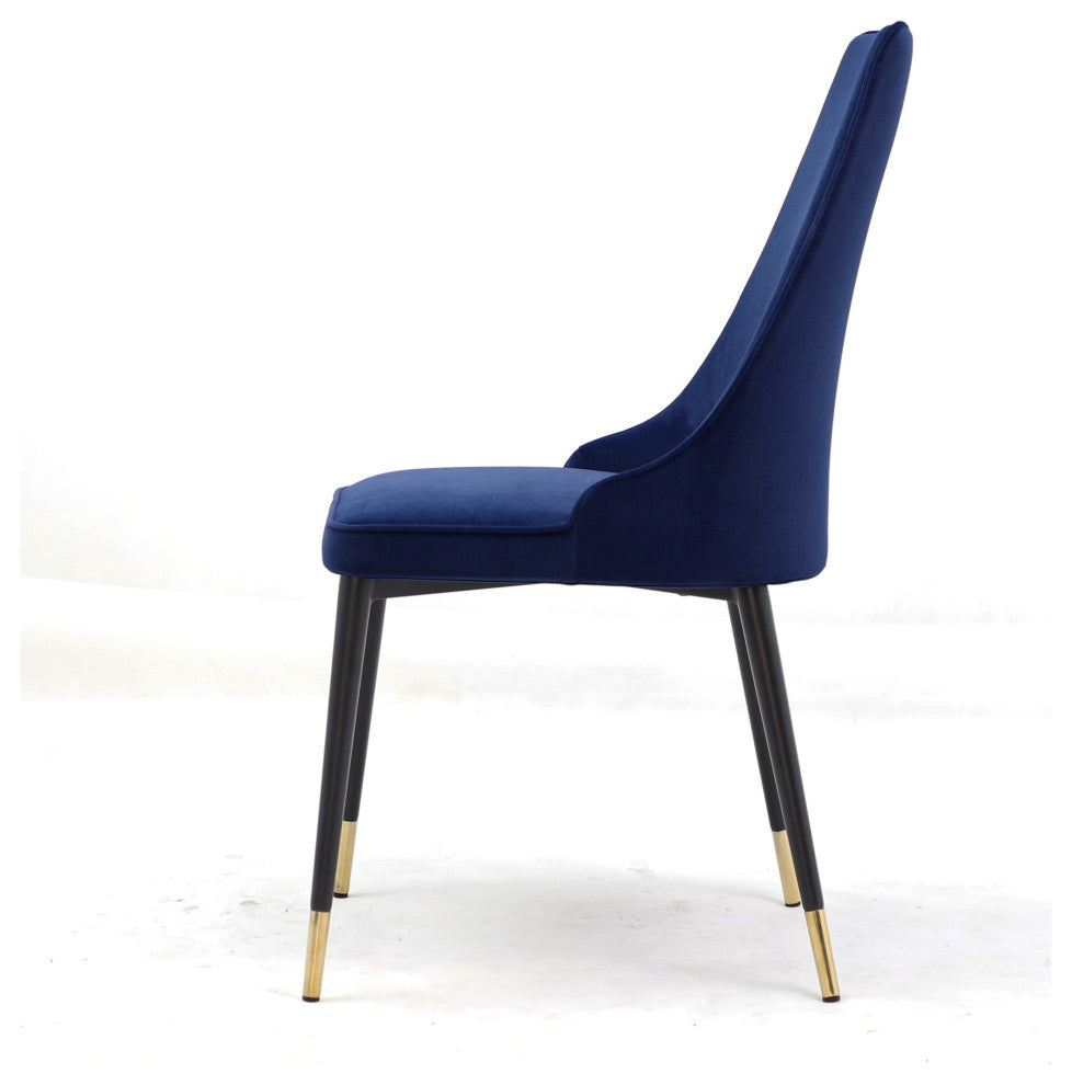 Elite Living Chelsea, Set of 2, Velvet Upholstered Dining Chair, Velvet Blue