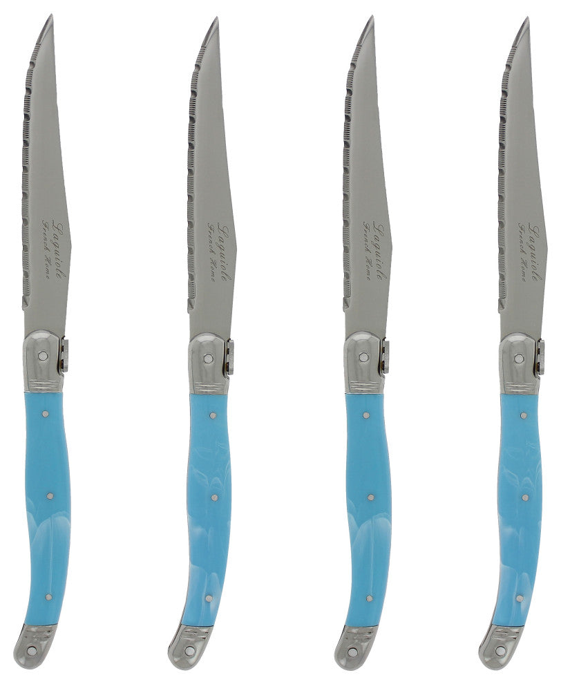 French Home Laguiole Steak Knives, Set of 4, Faux Turquoise