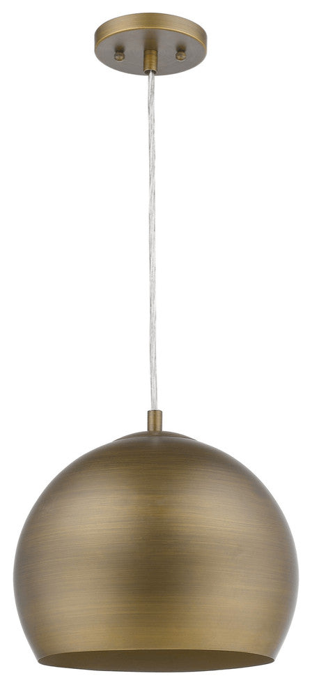 Latitude 1-Light Hand Painted Antique Gold Pendant With Gold Interior Shade