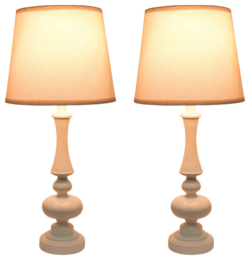 Set of 2 Nouvel Table Lamps, Glossy White